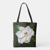 Weißes Magnolia Grüner Hintergrund Tasche (Rückseite)