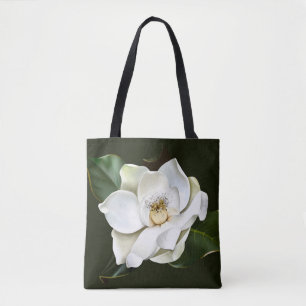 Weißes Magnolia Grüner Hintergrund Tasche