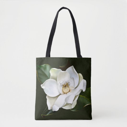 Weißes Magnolia Grüner Hintergrund Tasche (Vorderseite)