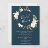 Weißes Magnolienkrieg-Brautparty Einladung (Vorderseite)