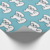 Weißes Malteser Hundemuster auf blau Geschenkpapier (Ecke)