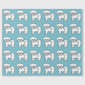 Weißes Malteser Hundemuster auf blau Geschenkpapier (Flach)