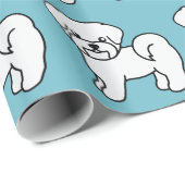 Weißes Malteser Hundemuster auf blau Geschenkpapier (Rolleneckpunkt)