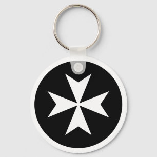 Weißes Malteser Kreuz Schlüsselanhänger