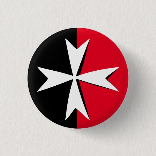 Weißes Malteserkreuz, St. John, Malta Flagge /Ritt Button (Vorderseite)