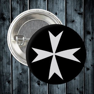 Weißes Malteserkreuz, St. John, maltesische Flagge Button