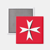Weißes Malteserkreuz und Maltas Flagge / Rittersym Magnet (Vorderseite/Rückseite)