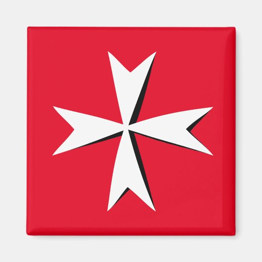 Weißes Malteserkreuz und Maltas Flagge / Rittersym Magnet (Vorne)