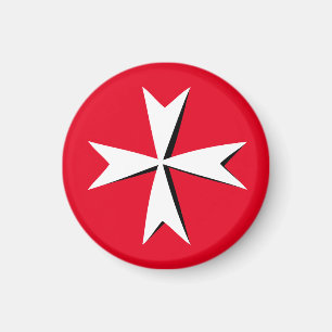 Weißes Malteserkreuz und Maltas Flagge / Rittersym Magnet