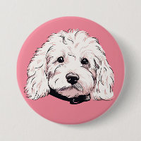 Weißes Maltipoo Dog Button Abzeichen