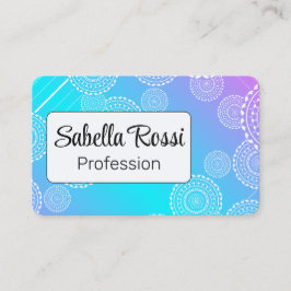 Weißes Mandala auf Aqua Pink Blend Regenbogen Weiß Visitenkarte