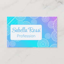 Weißes Mandala auf Aqua Pink Blended Rainbow Rever Visitenkarte