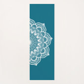 Weisses Mandala auf blauem Hintergrund Yogamatte (Vorderseite)