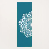Weisses Mandala auf blauem Hintergrund Yogamatte (Rückseite)