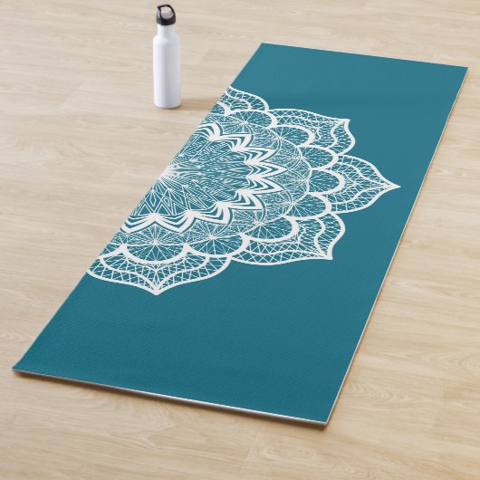 Weisses Mandala auf blauem Hintergrund Yogamatte (Beispiel)