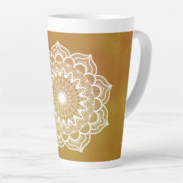 Weisses Mandala auf goldenem Hintergrund Milchtasse