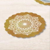 Weisses Mandala auf goldenem Hintergrund Untersetzer (angewinkelt)