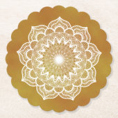 Weisses Mandala auf goldenem Hintergrund Untersetzer (Vorderseite)