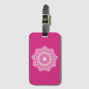 Weisses Mandala auf rosa Hintergrund Gepäckanhänger