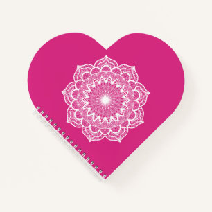 Weißes Mandala auf rosa Hintergrund Notizblock