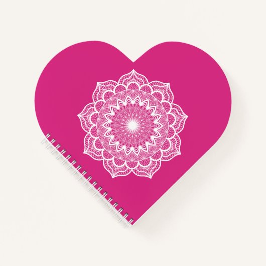 Weißes Mandala auf rosa Hintergrund Notizblock (Vorderseite)