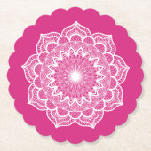 Weißes Mandala auf rosa Hintergrund Untersetzer (Vorderseite)