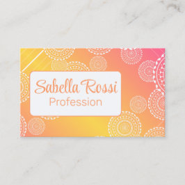 Weißes Mandala Gelbrosa Blended Rainbow Reverse Visitenkarte