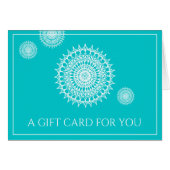 Weißes Mandala-Symbol des Universums auf Türkis (Vorderseite (Horizontal))