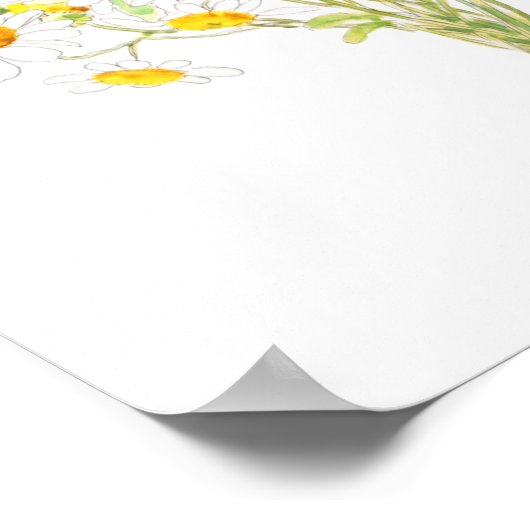 Weißes Margaret-Dekor, Aquarell und Tintenbraun Poster (Ecke)