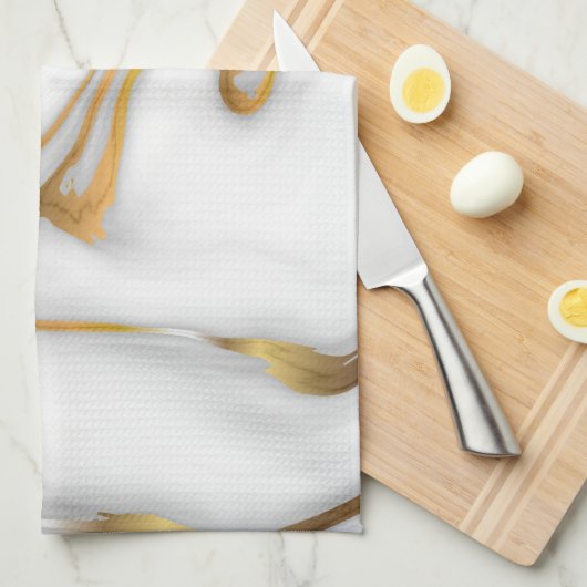 Weißes Marmor Gold Geschirrtuch (Viertel Falte)