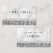 Weißes Marmor Leder Silber-Sequin Visitenkarte (Vorne/Hinten)
