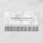 Weißes Marmor Leder Silber-Sequin Visitenkarte (Vorderseite)
