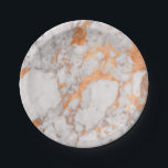 weißes Marmor- und Kupferpapier Pappteller<br><div class="desc">Ein glamouröses und klassisches Aussehen. Weißer und grauer Marmor mit metallischem Kupfer.</div>