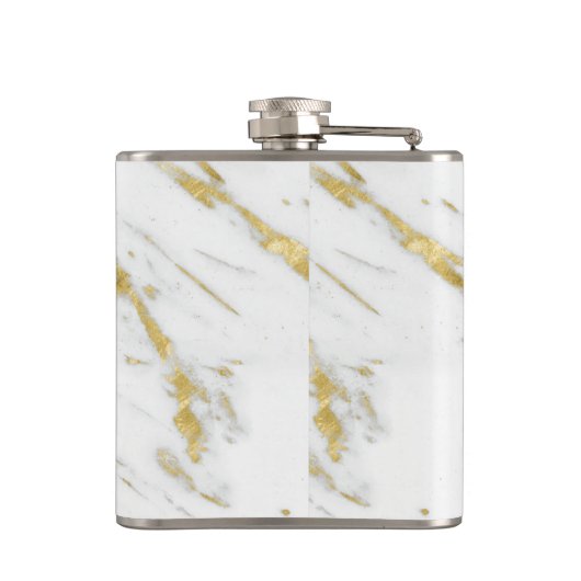 Weißes Marmorgestein und Glitzer Flachmann (Rückseite)