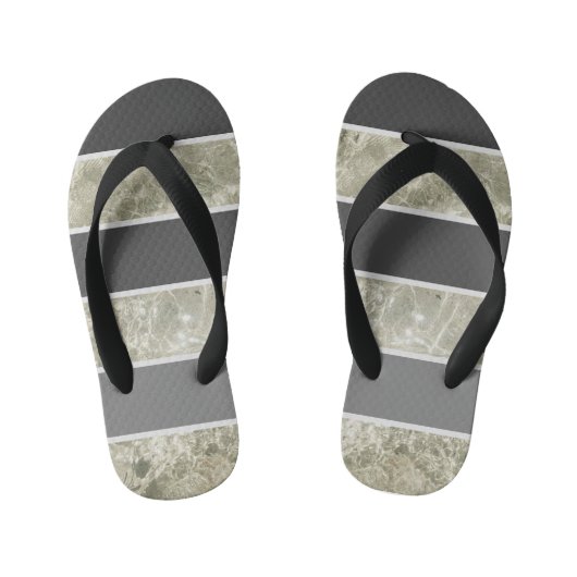 Weißes Marmorgewebe und Schwarz-Pastellfarbe Custo Kinderbadesandalen (Fußbett)