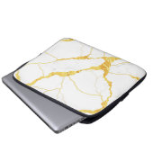 Weißes Marmorgold-Adern-Muster Laptopschutzhülle (Vorne Knopf)