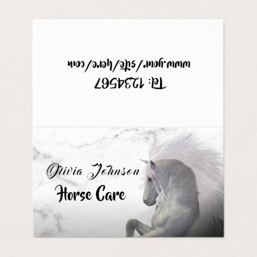Weißes Marmorpferd Visitenkarten (Außenseite Aufgefaltet)