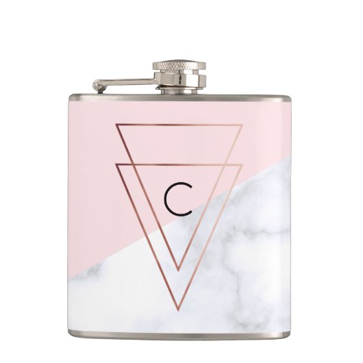 weißes Marmorrosa der eleganten Rosengolddreiecke Flachmann (Vorderseite)