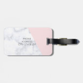 weißes Marmorrosa der eleganten Rosengolddreiecke Gepäckanhänger (Rückseite horizontal)