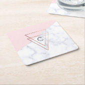 weißes Marmorrosa der eleganten Rosengolddreiecke Rechteckiger Pappuntersetzer (angewinkelt)