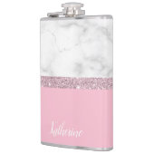 Weißes Marmorrosa des eleganten girly Flachmann (Links)