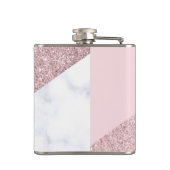 weißes Marmorrosa des eleganten girly Flachmann (Rückseite)