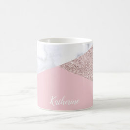 Weißes Marmorrosa des eleganten girly Kaffeetasse