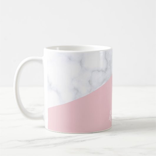 Weißes Marmorrosa des eleganten girly Kaffeetasse (Links)