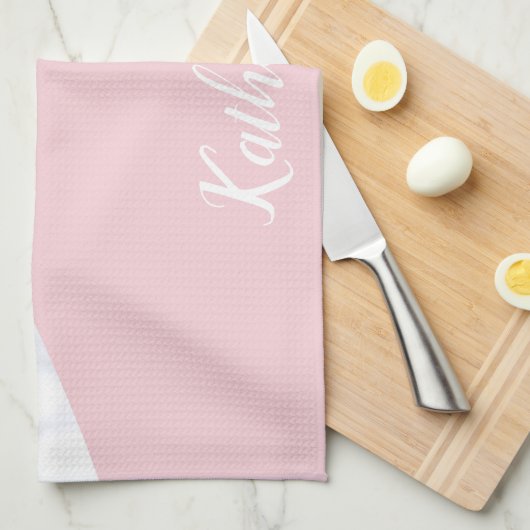 Weißes Marmorrosa des eleganten girly Küchentuch (Viertel Falte)