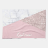 Weißes Marmorrosa des eleganten girly Küchentuch (Horizontal)