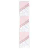 weißes Marmorrosa des eleganten girly Kurzer Tischläufer (Vorderseite)