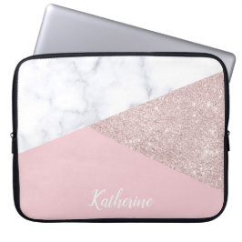 Weißes Marmorrosa des eleganten girly Laptopschutzhülle