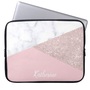 Weißes Marmorrosa des eleganten girly Laptopschutzhülle