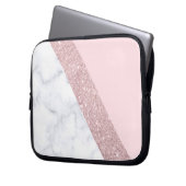 weißes Marmorrosa des eleganten girly Laptopschutzhülle (Vorderseite Links)